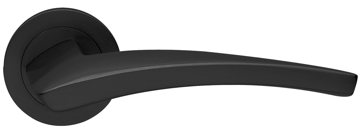 Ручка дверная WIND R2 NERO раздельная на круглой розетке, цвет - черный фото купить Тюмень