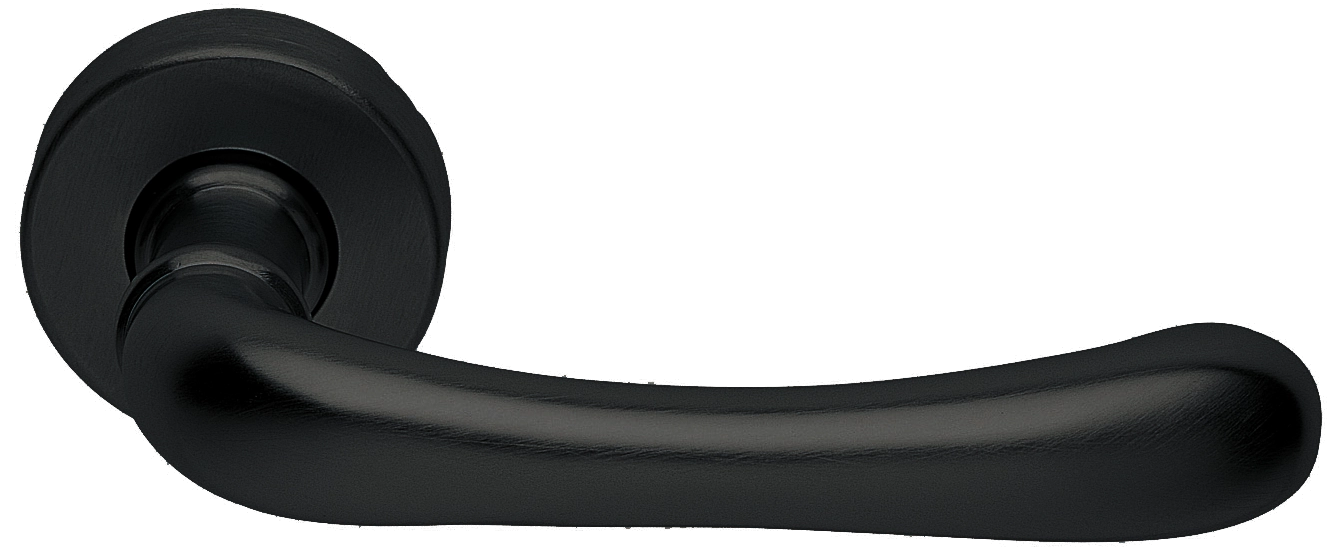 Ручка дверная RING R3-E NERO раздельная на круглой розетке, цвет - черный фото купить Тюмень