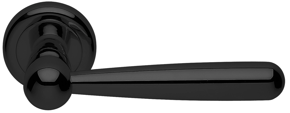 Ручка дверная PINOKKIO R4 NERO раздельная на круглой розетке, цвет - черный фото купить Тюмень
