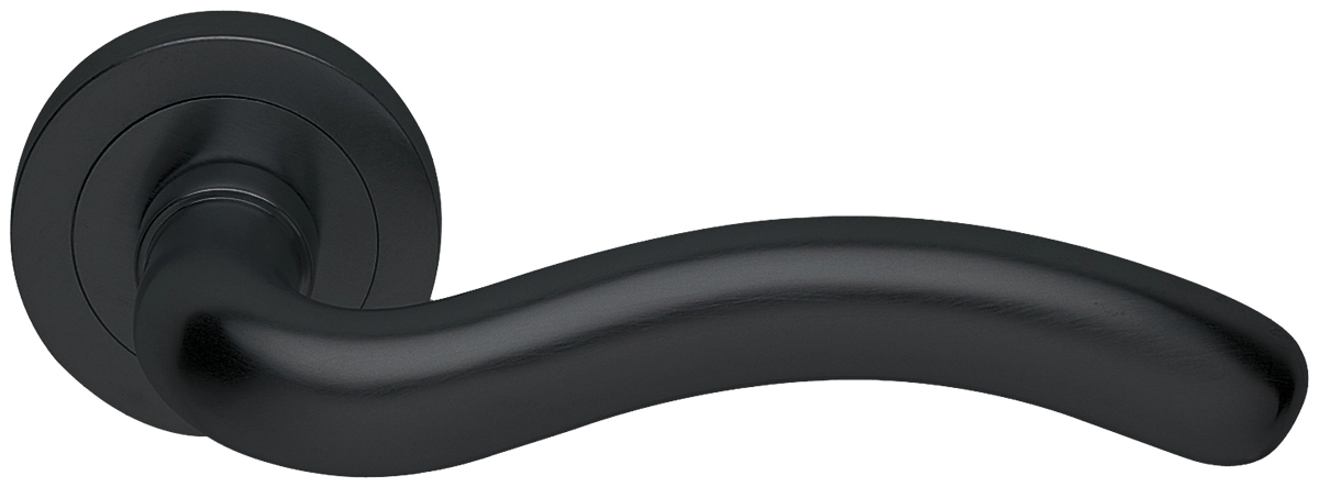 Ручка дверная SNAKE R2 NERO раздельная на круглой розетке, цвет - черный фото купить в Тюмени