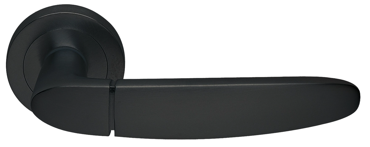 Ручка дверная SAIL R2 NERO раздельная на круглой розетке, цвет - черный фото купить в Тюмени