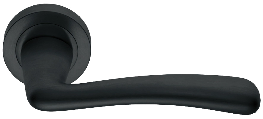 Ручка дверная COCKATOO R2 NERO раздельная на круглой розетке, цвет - черный фото купить в Тюмени