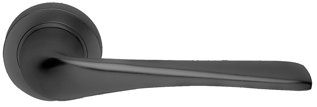 Ручка дверная LE MANS R2 NERO раздельная на круглой розетке, цвет - черный фото купить в Тюмени