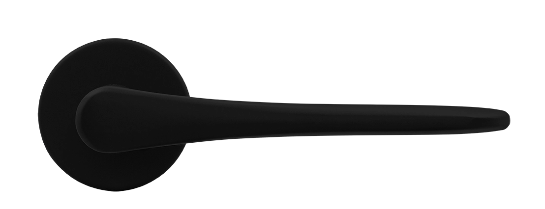 Ручка дверная AULA R5 NERO-ST на круглой розетке, цвет черный soft-touch, ЦАМ фото купить в Тюмени
