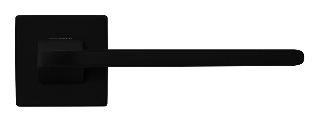 Ручка дверная SPUTNIK S5 NERO-ST на квадратной розетке, цвет черный soft-touch, ЦАМ фото фурнитура Тюмень