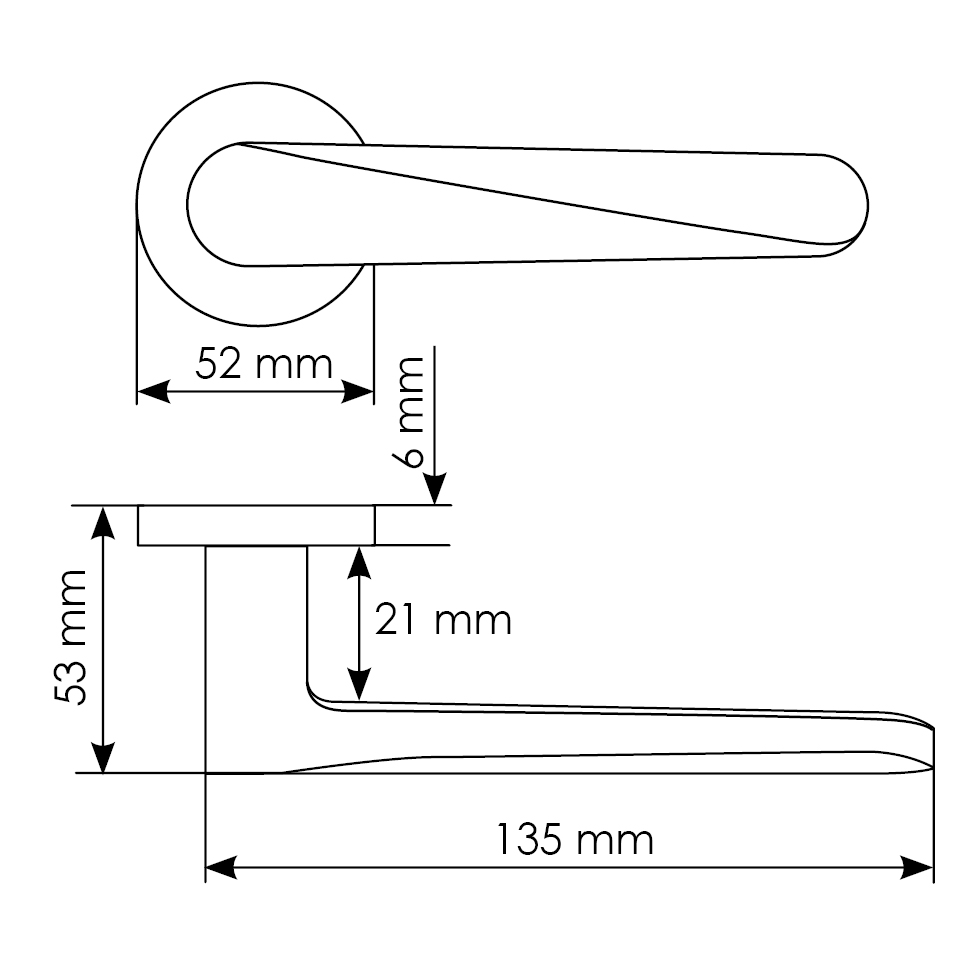 Комплект дверных ручек MH-58-R6 SC + сантехническая завертка MH-WC-R6 SC + защёлка бесшумная M1895 SC + петли врезные универсальные MSN 100X70X2.5-4BB SC (2шт), цвет матовый хром фото купить в Тюмени