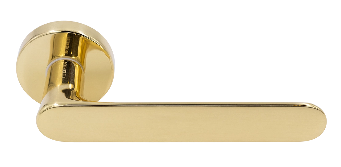 Ручка дверная LE BOAT R5 OTL раздельная на круглой розетке, цвет золото, латунь фото купить Тюмень