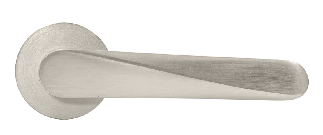 Ручка дверная CAYAN MH-58-R6 MSN раздельная на круглой розетке 6 мм, цвет матовый сатинированный никель, ЦАМ фото купить в Тюмени