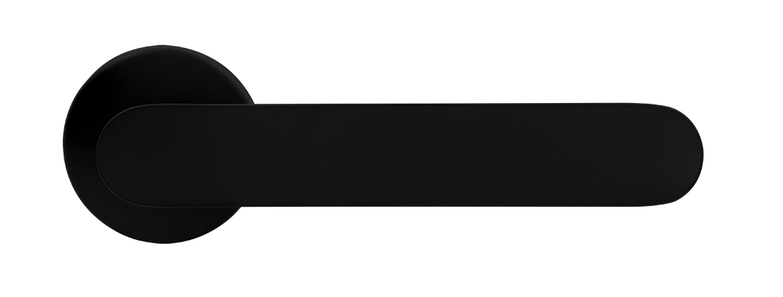 Ручка дверная LE BOAT R5 NERO-ST раздельная на круглой розетке, цвет черный soft-touch, латунь фото купить в Тюмени