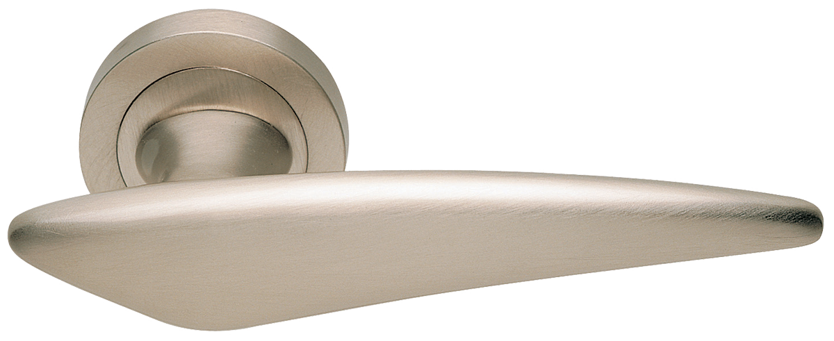 Ручка дверная BOLID R2 NIS раздельная на круглой розетке, цвет матовый никель, латунь фото купить Тюмень