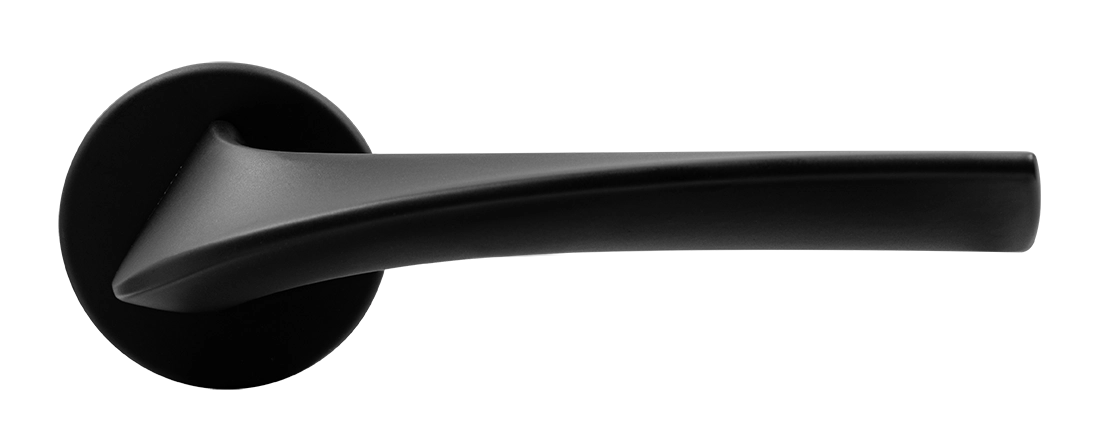 Ручка дверная COMETA R5 NERO-ST на круглой розетке цвет черный soft-touch, ЦАМ фото купить в Тюмени