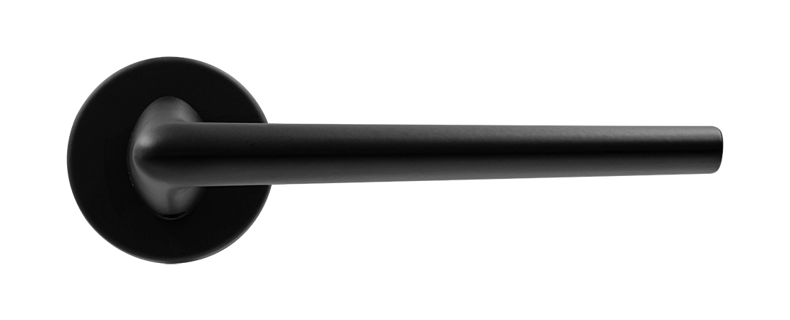 Ручка дверная THE FORCE R5 NERO-ST на круглой розетке, цвет черный soft-touch, ЦАМ фото купить в Тюмени