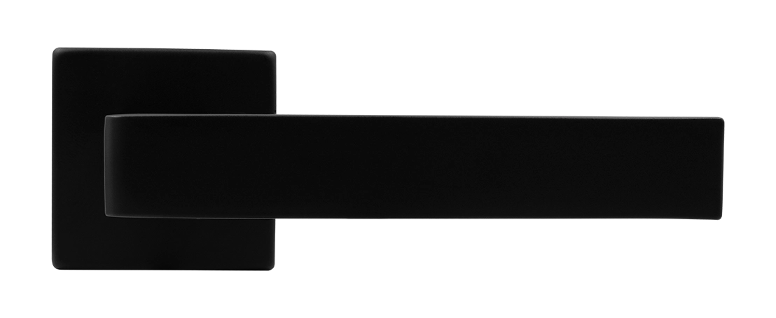 Ручка дверная HORIZONT S5 NERO-ST на квадратной розетке, цвет черный soft-touch, ЦАМ фото купить в Тюмени