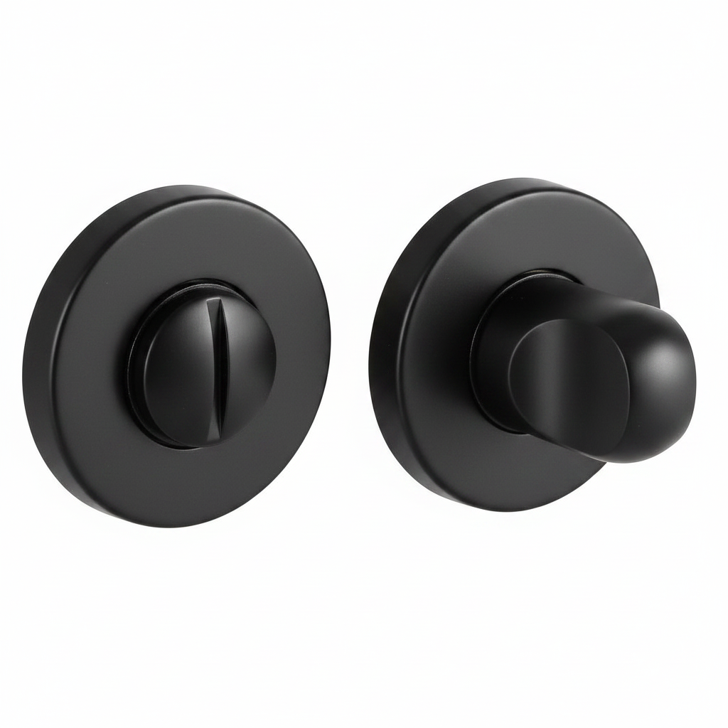 Завертка сантехническая LUX-WC-R3-E NERO-ST на круглой розетке цвет черный soft-touch, ЦАМ фото купить Тюмень