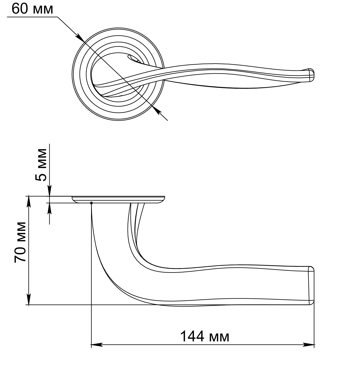 Ручка дверная SKYSCRAPER R7 SST на круглой розетке, цвет Летняя гроза/Summer Storm фото фурнитура Тюмень