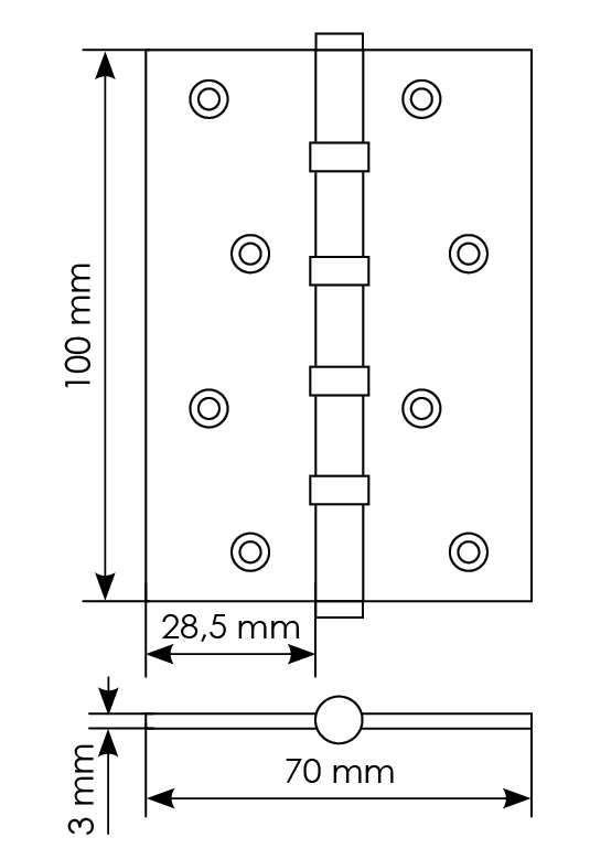 Петля карточная универсальная MBU 100X70X3-4BB COF латунь,врезная,цвет кофе фото купить в Тюмени