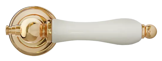 MART, ручка дверная MH-42-CLASSIC PG/W, цвет - золото/белый фото купить в Тюмени