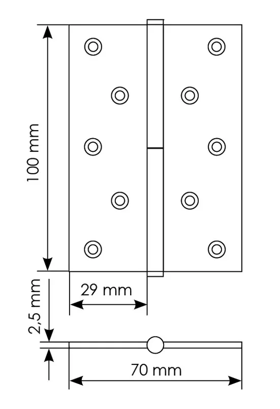 Петля карточная разъемная MSD 100X70X2.5 W L стальная левая, врезная, цвет белый фото купить в Тюмени