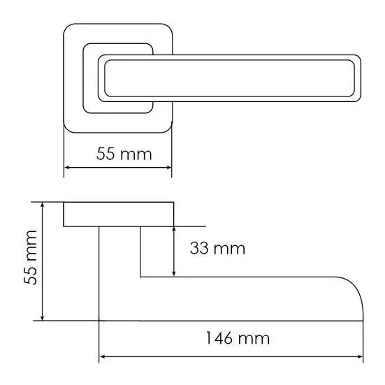 Ручка дверная FLEX MH-44 GR/CP-S55 раздельная на квадратном основании, цвет графит/хром, ЦАМ Light фото купить в Тюмени