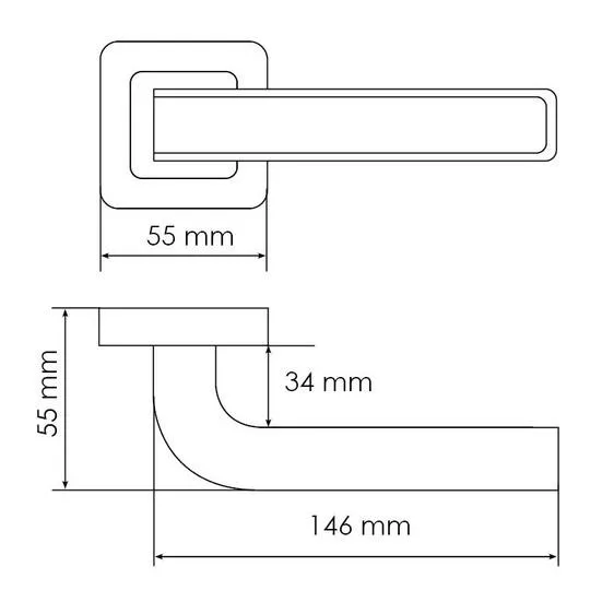 Ручка дверная EON MH-46 GR/CP-S55 раздельная на квадратной розетке, цвет графит/хром, ЦАМ Light фото фурнитура Тюмень