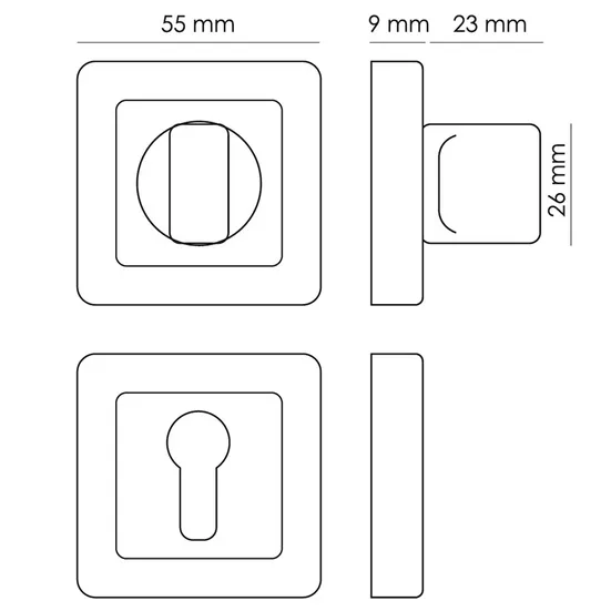 Завертка сантехническая MH-WC-S55 GR/PC квадратная цвет графит/хром фото купить в Тюмени