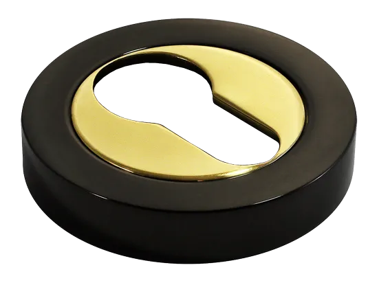LUX-KH-R2 NNO, накладка на евроцилиндр, цвет - черный хром/золото фото купить Тюмень